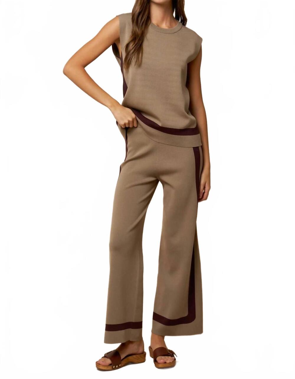 NEW LALAVON sleeveless knit top in taupe